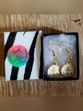 Handmade Nautical Anchor Drop Earrings - Made By Me
